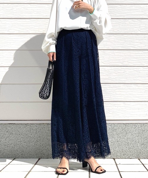 Q(キュー)の「スカラレースワイドパンツ(その他パンツ・レディース・ホワイト/グレー/ネイビー・MEDIUM)」の3枚目の写真