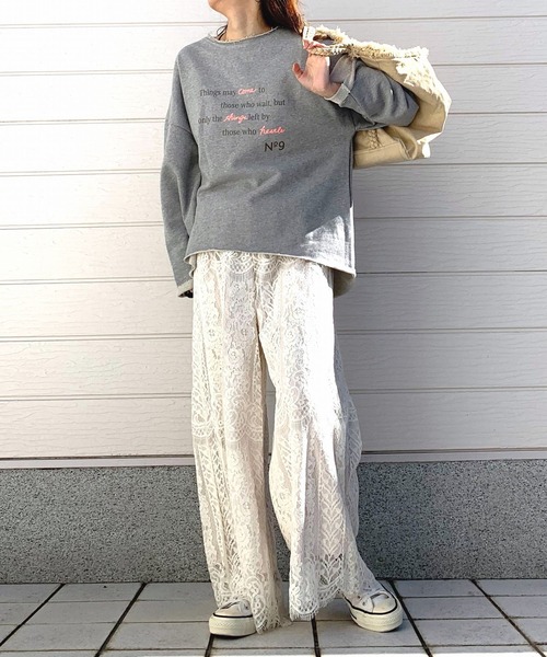 Q(キュー)の「スカラレースワイドパンツ(その他パンツ・レディース・ホワイト/グレー/ネイビー・MEDIUM)」の14枚目の写真
