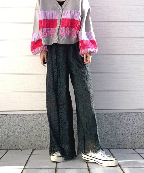 Q(キュー)の「スカラレースワイドパンツ(その他パンツ・レディース・ホワイト/グレー/ネイビー・MEDIUM)」の4枚目の写真