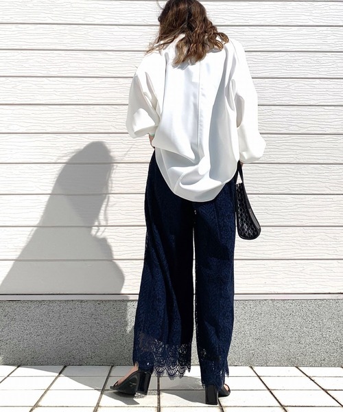 Q(キュー)の「スカラレースワイドパンツ(その他パンツ・レディース・ホワイト/グレー/ネイビー・MEDIUM)」の12枚目の写真