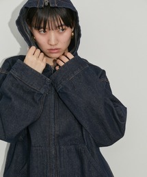 【コットンUSA】ルーズシルエット デニム フード ブルゾン / セットアップ対応 / UNISEX