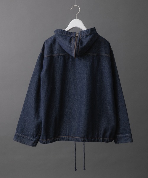 ADAM ET ROPE'(アダムエロペ)の「【コットンUSA】ルーズシルエット デニム フード ブルゾン / セットアップ対応 / UNISEX(デニムジャケット・メンズ・ネイビー/ブラック系その他・L/M)」の9枚目の写真