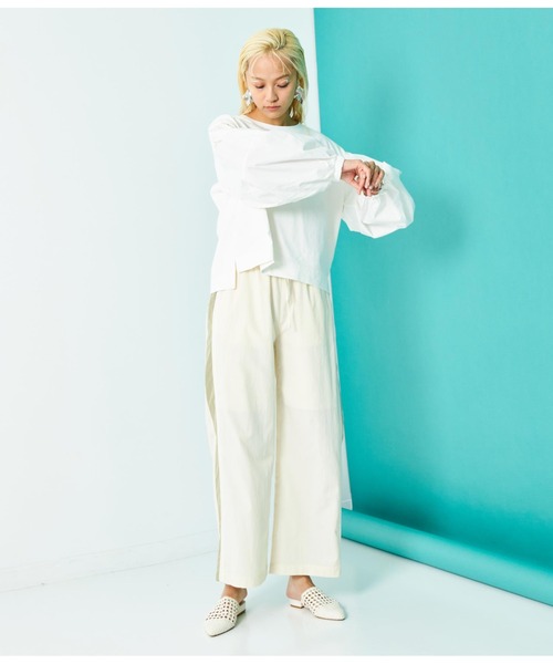 Settimissimo（セッティミッシモ）の「配色ライン ワイドパンツ（その他パンツ・レディース・アイボリー/ネイビー・FREE）」の12枚目の写真