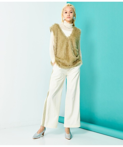 Settimissimo（セッティミッシモ）の「配色ライン ワイドパンツ（その他パンツ・レディース・アイボリー/ネイビー・FREE）」の6枚目の写真