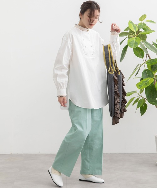 POU DOU DOU(プードゥドゥ)の「ダブルボタンチュニックシャツ(シャツ/ブラウス・レディース・ベージュ/オフホワイト/グレー・3)」の22枚目の写真