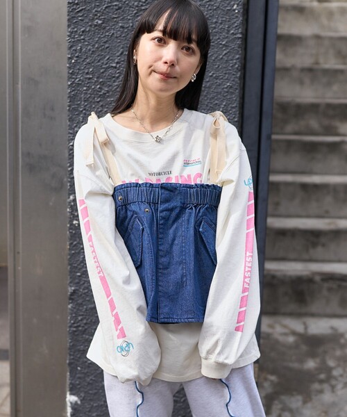 FREAK'S STORE（フリークスストア）の「ミリタリー ペプラムビスチェ/2wayビスチェ（キャミソール・レディース・ブルー/オリーブ・ﾌﾘ-）」の2枚目の写真