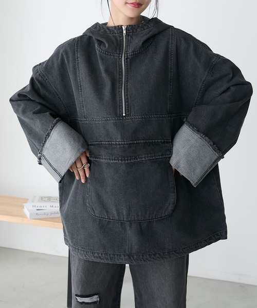 forksy.】デニムビッグポケットアノラック（デニムジャケット