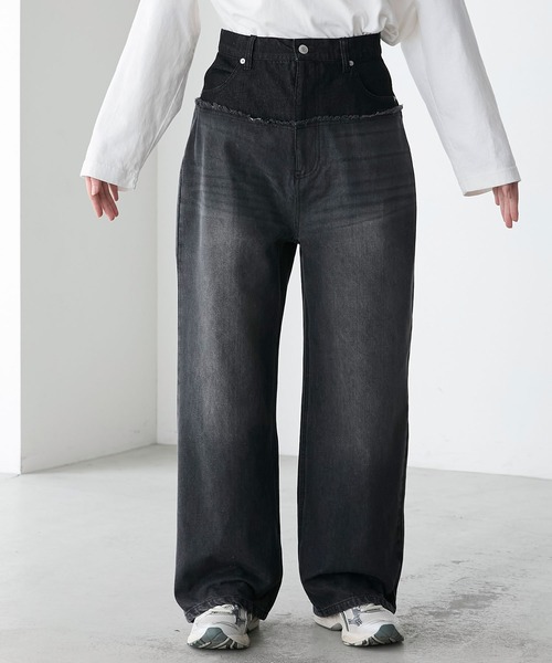 forksy.】デニムダブルウエストバイカラーパンツ forksy.│MONO-MART