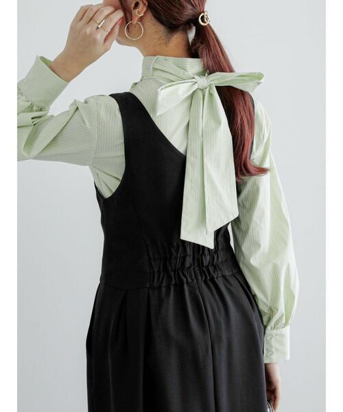 Te chichi（テチチ）の「ストライプ2WAYボウタイブラウス（シャツ/ブラウス・レディース・ピンク/グリーン/オフホワイト・F）」の5枚目の写真