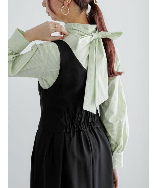 Te chichi（テチチ）の「ストライプ2WAYボウタイブラウス（シャツ/ブラウス・レディース・ピンク/グリーン/オフホワイト・F）」の7枚目の写真