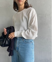[HEALTHKNIT/ヘルスニット] 別注 クルーネック ワッフルボーダーカットソー