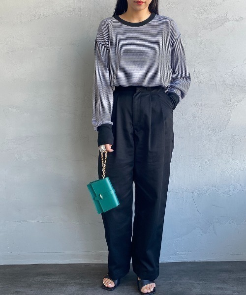 Healthknit（ヘルスニット）の「[HEALTHKNIT/ヘルスニット] 別注 クルーネック ワッフルボーダーカットソー（Tシャツ/カットソー・レディース・ブラック/グリーン/レッド/ホワイト/ブラック系・F）」の19枚目の写真