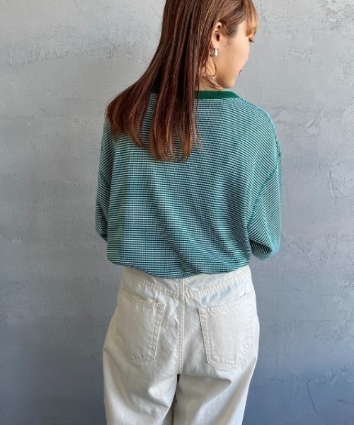 Healthknit（ヘルスニット）の「[HEALTHKNIT/ヘルスニット] 別注 クルーネック ワッフルボーダーカットソー（Tシャツ/カットソー・レディース・ブラック/グリーン/レッド/ホワイト/ブラック系・F）」の15枚目の写真