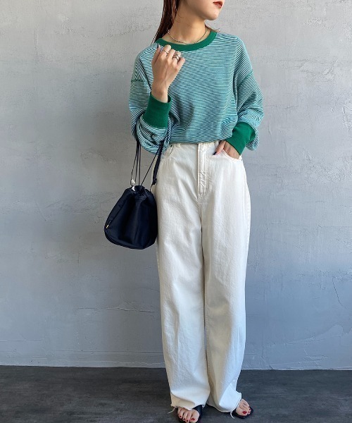 Healthknit（ヘルスニット）の「[HEALTHKNIT/ヘルスニット] 別注 クルーネック ワッフルボーダーカットソー（Tシャツ/カットソー・レディース・ブラック/グリーン/レッド/ホワイト/ブラック系・F）」の16枚目の写真