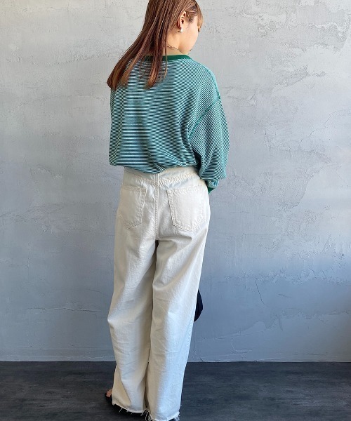 Healthknit（ヘルスニット）の「[HEALTHKNIT/ヘルスニット] 別注 クルーネック ワッフルボーダーカットソー（Tシャツ/カットソー・レディース・ブラック/グリーン/レッド/ホワイト/ブラック系・F）」の17枚目の写真