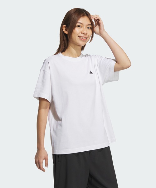 adidas（アディダス）の「エッセンシャルズプラス スモールロゴ 半袖Tシャツ / アディダス adidas（Tシャツ/カットソー・レディース・オフホワイト/ブラック/ホワイト・XX-LARGE/LARGE/MEDIUM/SMALL/X-LARGE/X-SMALL）」の5枚目の写真