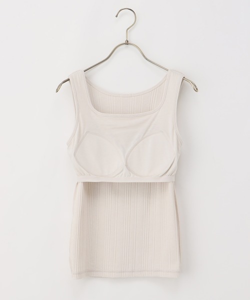 Honeys(ハニーズ)の「カップ付きスクエアネックタンクトップ(タンクトップ・レディース・オフホワイト/グレイッシュベージュ/ブラック/ピンク/モカ/ミント・LL/L/M/S)」の11枚目の写真