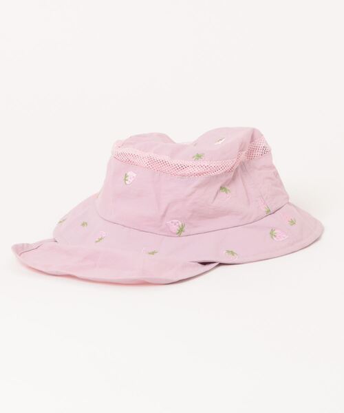 HAKKA BABY（ハッカベビー）の「[ベビー]いちご刺繍／スカイトリップ刺繍日よけ付きハット（ハット・キッズ・ピンク/ベージュ/ネイビー/サックスブルー・S）」の5枚目の写真