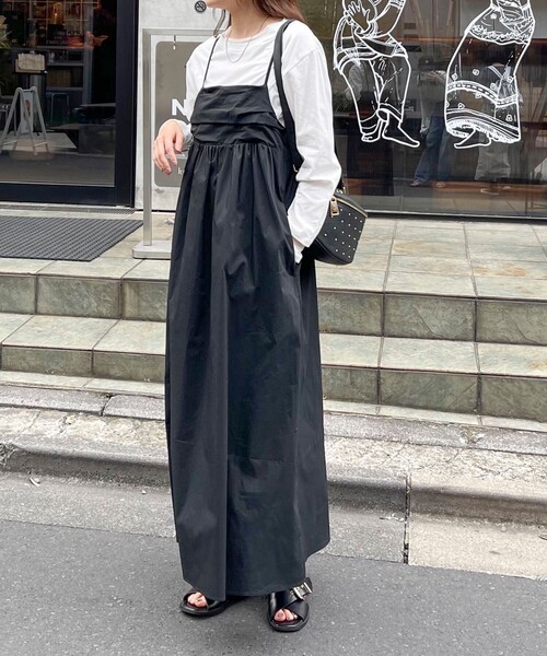 セール】タックデザインギャザーキャミワンピース（ワンピース