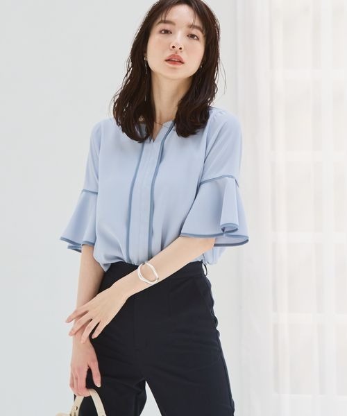 Andemiu（アンデミュウ）の「フロントアクセブラウス109466（シャツ/ブラウス・レディース・アイボリー/ブルー/ネイビー/ベージュ/ネイビー×ホワイト・FREE）」の21枚目の写真