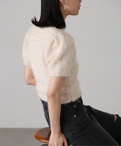 FREE'S MART（フリーズマート）の「フェザーパフスリーブ半袖ニット（ニット/セーター・レディース・レッド/ネイビー/グリーン系その他/オフホワイト/ライトブルー・FREE）」の19枚目の写真