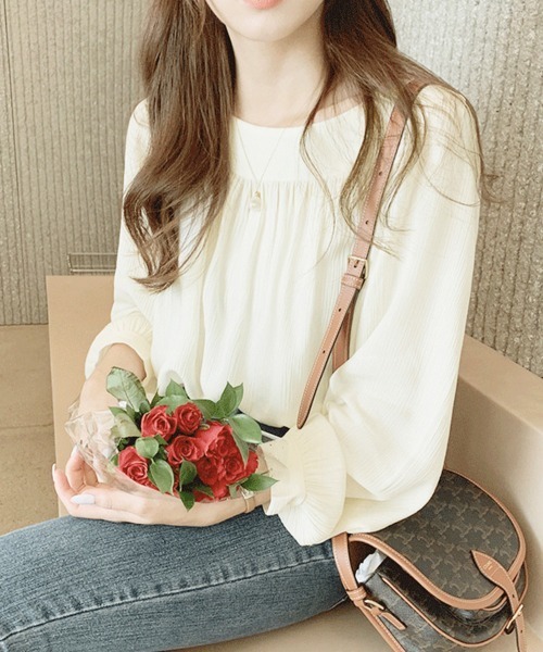 Miniministore(ミニミニストア)の「オフィスカジュアル シャツブラウス 薄手(シャツ/ブラウス・レディース・ブルーグレー/アイボリー・L/XL/M)」の2枚目の写真