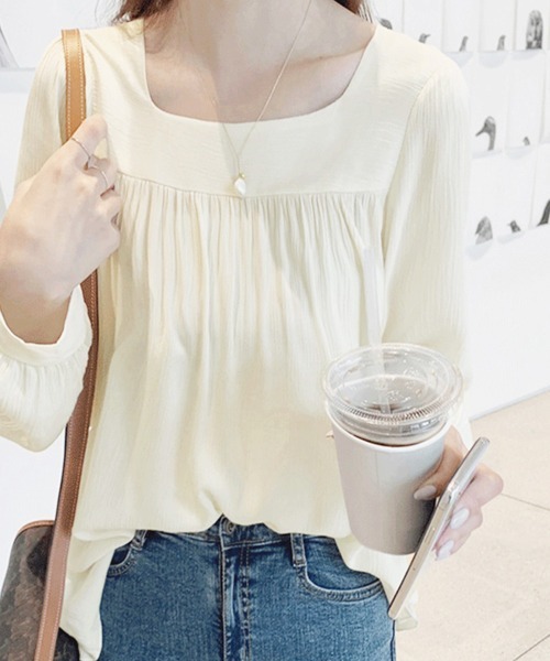 Miniministore(ミニミニストア)の「オフィスカジュアル シャツブラウス 薄手(シャツ/ブラウス・レディース・ブルーグレー/アイボリー・L/XL/M)」の7枚目の写真