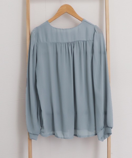 Miniministore(ミニミニストア)の「オフィスカジュアル シャツブラウス 薄手(シャツ/ブラウス・レディース・ブルーグレー/アイボリー・L/XL/M)」の16枚目の写真