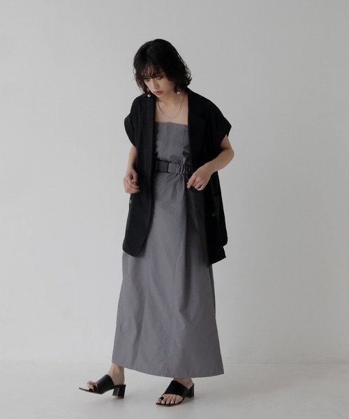 hellam(へラム)の「2WAYベアトップジャンスカ(サロペット/オーバーオール・レディース・グレイッシュベージュ/ブラック/グレー/ホワイト/カーキ・FREE)」の12枚目の写真