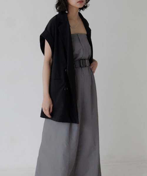 hellam(へラム)の「2WAYベアトップジャンスカ(サロペット/オーバーオール・レディース・グレイッシュベージュ/ブラック/グレー/ホワイト/カーキ・FREE)」の13枚目の写真