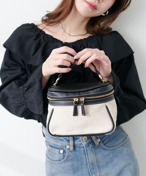 natural couture(ナチュラルクチュール)の「コンビバニティBAG(ショルダーバッグ・レディース・ブラック/ブラウン・FREE)」の8枚目の写真