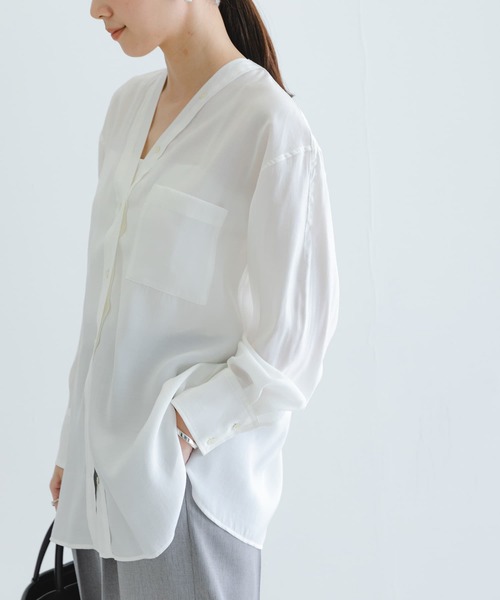 URBAN RESEARCH(アーバンリサーチ)の「ブロードカラーレスブラウス(シャツ/ブラウス・レディース・ブラック/オフホワイト/ベージュ系その他・FREE)」の6枚目の写真