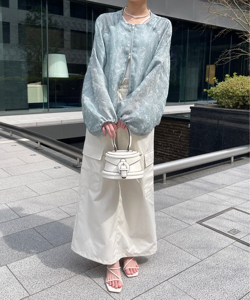 Meli rich（メリーリッチ）の「シアーニュアンスパターンランタンスリーブジップジャケット（ブルゾン・レディース・オフホワイト/グレー・FREE）」の20枚目の写真