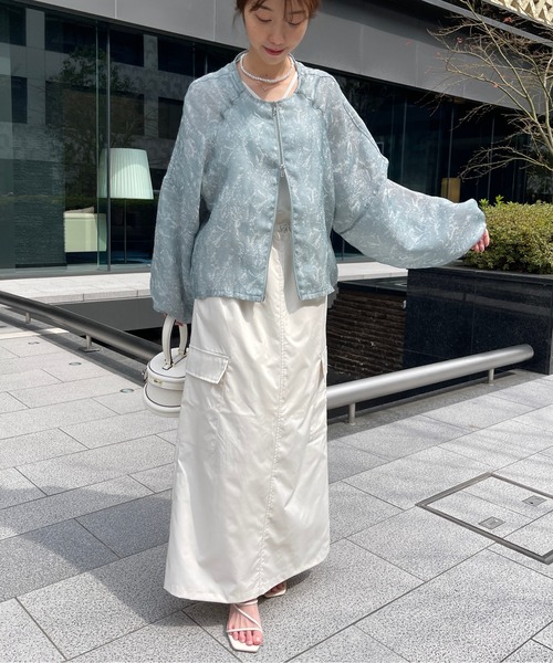 Meli rich（メリーリッチ）の「シアーニュアンスパターンランタンスリーブジップジャケット（ブルゾン・レディース・オフホワイト/グレー・FREE）」の21枚目の写真