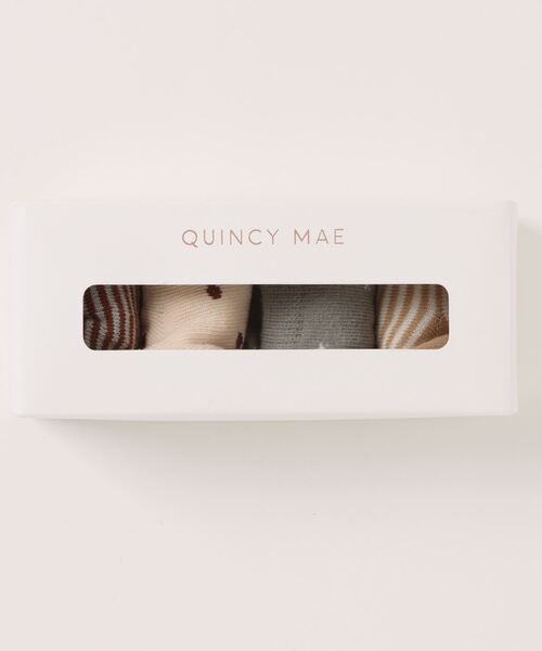 【セール】【Bs】【it】【Quincy Mae】PRINTED SOCKS, SET OF 4 | LATTE STRIPE, STARS, DOTS, SIENNA+SKY STRIPE（その他ベビー用品）｜Quincy Mae（クインシーメイ）
