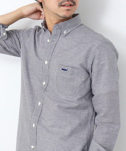 NOLLEY’S（ノーリーズ）の「リネンブレンド クジラボタンダウンシャツ（シャツ/ブラウス・メンズ・ネイビー/ブルー系その他/サックスブルー・S/M/L/XL）」の3枚目の写真