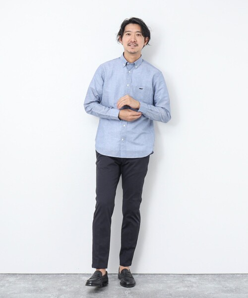 NOLLEY’S（ノーリーズ）の「リネンブレンド クジラボタンダウンシャツ（シャツ/ブラウス・メンズ・ネイビー/ブルー系その他/サックスブルー・S/M/L/XL）」の11枚目の写真