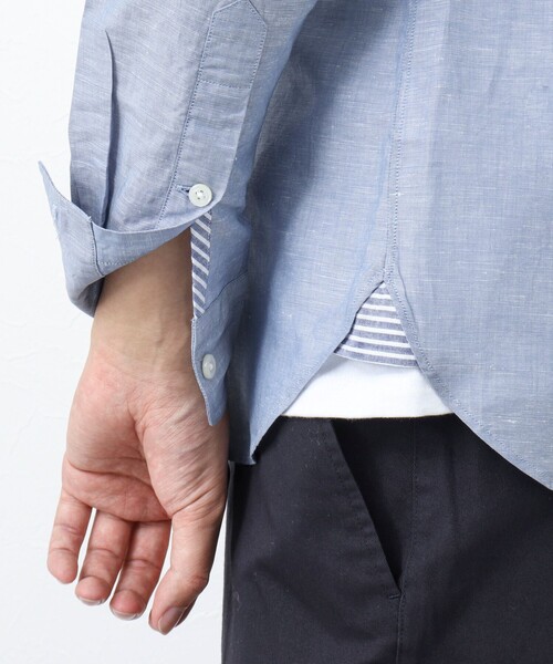 NOLLEY’S（ノーリーズ）の「リネンブレンド クジラボタンダウンシャツ（シャツ/ブラウス・メンズ・ネイビー/ブルー系その他/サックスブルー・S/M/L/XL）」の14枚目の写真