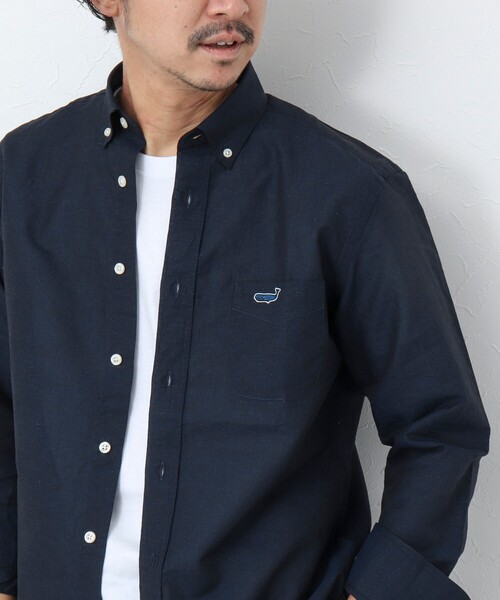 NOLLEY’S（ノーリーズ）の「リネンブレンド クジラボタンダウンシャツ（シャツ/ブラウス・メンズ・ネイビー/ブルー系その他/サックスブルー・S/M/L/XL）」の15枚目の写真