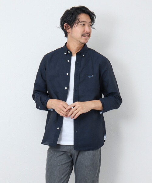 NOLLEY'S（ノーリーズ）の「リネンブレンド クジラボタンダウンシャツ