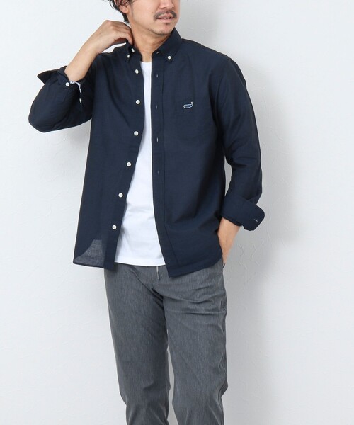 NOLLEY’S（ノーリーズ）の「リネンブレンド クジラボタンダウンシャツ（シャツ/ブラウス・メンズ・ネイビー/ブルー系その他/サックスブルー・S/M/L/XL）」の19枚目の写真