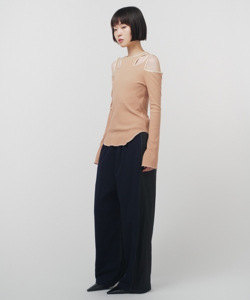 THINGS THAT MATTER(シングス ザット マター)の「NOTCH DESIGN TERECO RIB TOPS / ノッチデザインテレコリブトップス(Tシャツ/カットソー・レディース・ブラック/グレー/ピンク/ライトグレー/ベージュ/ライム/ラベンダー・FREE)」の20枚目の写真