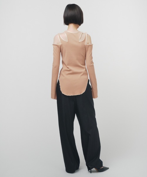THINGS THAT MATTER（シングス ザット マター）の「NOTCH DESIGN TERECO RIB TOPS / ノッチデザインテレコリブトップス（Tシャツ/カットソー・レディース・ブラック/グレー/ピンク/ライトグレー/ベージュ/ライム/ラベンダー・FREE）」の22枚目の写真