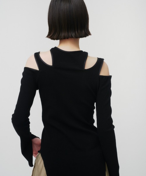 THINGS THAT MATTER(シングス ザット マター)の「NOTCH DESIGN TERECO RIB TOPS / ノッチデザインテレコリブトップス(Tシャツ/カットソー・レディース・ブラック/グレー/ピンク/ライトグレー/ベージュ/ライム/ラベンダー・FREE)」の14枚目の写真