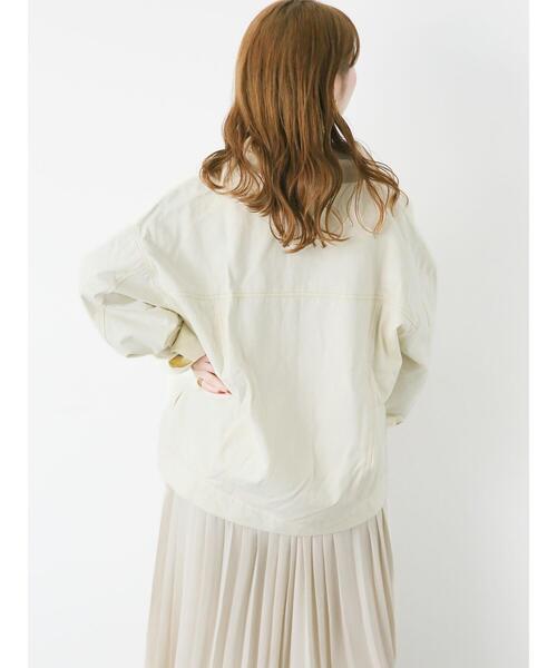 ehka sopo（エヘカソポ）の「襟配色ビッグGジャン（ノーカラージャケット・レディース・ネイビー/サックスブルー/ブラック/キナリ・F）」の21枚目の写真