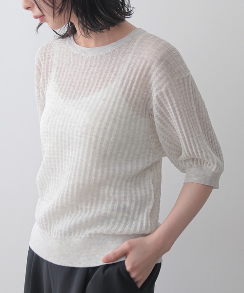 for/c(フォーシー)の「ぽこぽこニットプルオーバー【サスティナブル】(ニット/セーター・レディース・ライトブルー/チャコールグレー/グレー・L/M)」の2枚目の写真