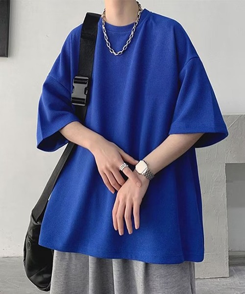 SHEPP(シープ)の「ビッグシルエット ワッフルT(Tシャツ/カットソー・メンズ・ブルー/ホワイト/ブラック/グレー・S/M/L)」の4枚目の写真