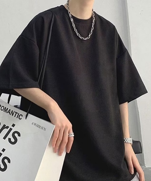 SHEPP(シープ)の「ビッグシルエット ワッフルT(Tシャツ/カットソー・メンズ・ブルー/ホワイト/ブラック/グレー・S/M/L)」の3枚目の写真