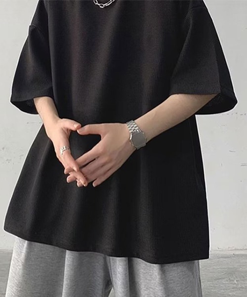 SHEPP(シープ)の「ビッグシルエット ワッフルT(Tシャツ/カットソー・メンズ・ブルー/ホワイト/ブラック/グレー・S/M/L)」の8枚目の写真