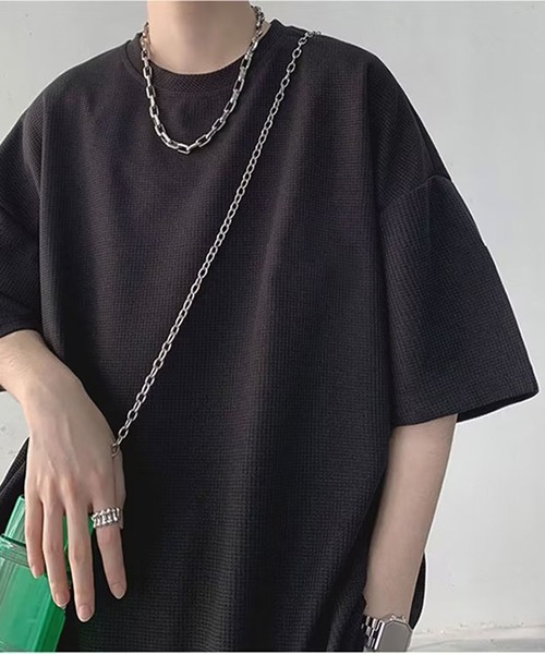 SHEPP(シープ)の「ビッグシルエット ワッフルT(Tシャツ/カットソー・メンズ・ブルー/ホワイト/ブラック/グレー・S/M/L)」の9枚目の写真